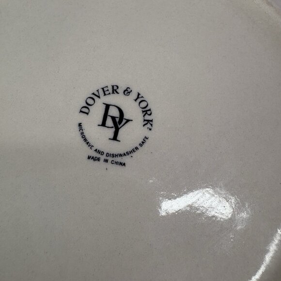 Dover & York DYO1 CIRCLES Rings Swirl Aqua Stoneware Coupe Salad Plates Set of 3 - Picture 8 of 16